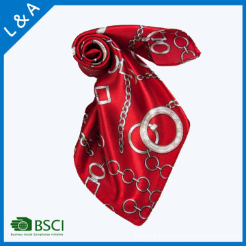 Poliéster Cetim Red Rope Cadeado Lenços Little Square Scarf